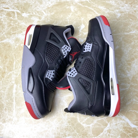 Jordan 4 Retro Bred Reimagined -Men's Black/ Gray Sneakers Shoes - Picture 10 of 10